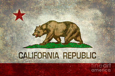 City Scenes Digital Art Rights Managed Images - California Republic state flag Royalty-Free Image by Sterling Gold