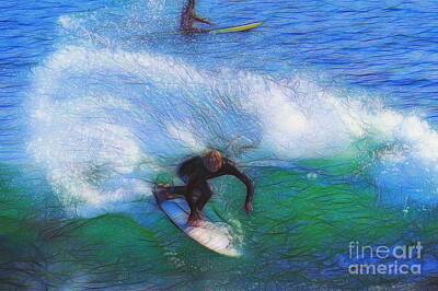 Mother And Child Animals - California Surfer Abstract Nbr 4 by Scott Cameron