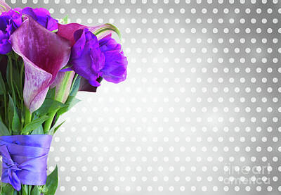 Chris Walter Rock N Roll Royalty Free Images - Calla Lilly and Eustoma on Gray Royalty-Free Image by Anastasy Yarmolovich