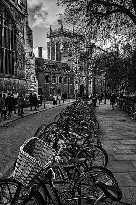 Textured Letters - Cambridge - Bikes on St Johns Street in Black and white by Tim Clark