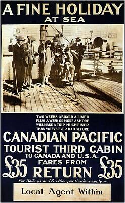 Beach Mixed Media - Canadian Pacific - A Fine Holiday at Sea - Retro travel Poster - Vintage Poster by Studio Grafiikka
