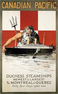 Transportation Mixed Media - Canadian Pacific - Duchess Steamships - Poseidon - Retro travel Poster - Vintage Poster by Studio Grafiikka
