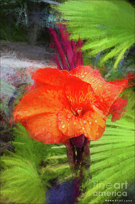 Lilies Mixed Media - Orange Red Canna Lily by Mona Stut