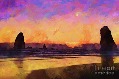 Studio Grafika Vintage Posters - Cannon Beach Impressionistic Sunset by Scott Cameron