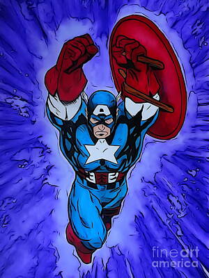 Recently Sold - Comics Drawings - Captain America Illustration Edition by Moore Creative Images