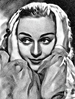 Musician Drawings - Carole Lombard, Vintage Actress by JS by Esoterica Art Agency