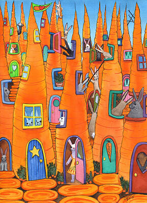 Food And Beverage Paintings - Carrot Condos by Catherine G McElroy