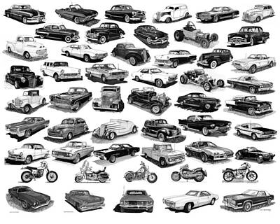 Landmarks Drawings - American Car Poster by Jack Pumphrey