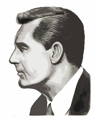 Celebrities Drawings - Cary Grant by Greg Joens