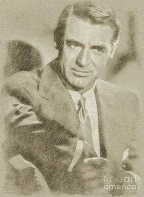 Recently Sold - Actors Drawings - Cary Grant Hollywood Actor by Esoterica Art Agency