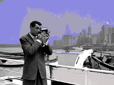 Aretha Franklin - Cary Grant with movie camera New York City c. 1947-2015 by David Lee Guss