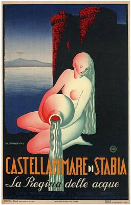 Mountain Mixed Media - Castellammare Di Stabia - La Regina Delle Acque - Retro travel Poster - Vintage Poster by Studio Grafiikka