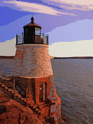 Fashion Paintings - Castle Hill Lighthouse, Newport, Rhode Island by AM FineArtPrints