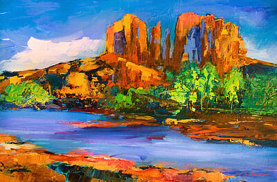 Mountain Painting Royalty Free Images - Cathedral Rock Afternoon Royalty-Free Image by Elise Palmigiani