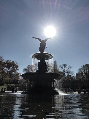 Maps Rights Managed Images - Central Park Fountain Royalty-Free Image by Josh Tritz