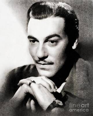 Actors Paintings - Cesar Romero, Vintage Hollywood Actor by Esoterica Art Agency