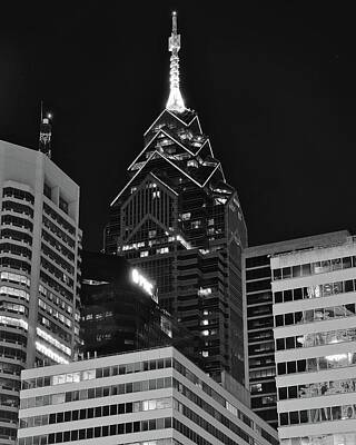 Landmarks Rights Managed Images - Charcoal Night Philly Lights Royalty-Free Image by Frozen in Time Fine Art Photography