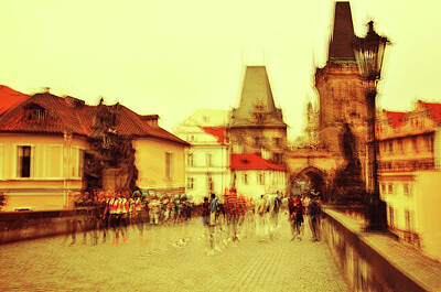 Impressionism Photos - Charles Bridge. Golden Prague. Impressionism by Jenny Rainbow