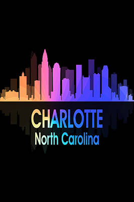 Recently Sold - Abstract Skyline Digital Art - Charlotte NC 5 Vertical by Angelina Tamez