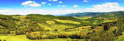 Wine Royalty-Free and Rights-Managed Images - Chianti Rolling Hillside Panorama by Good Focused
