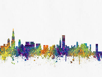 Cities Digital Art - Chicago Illinois skyline color03 by Aged Pixel