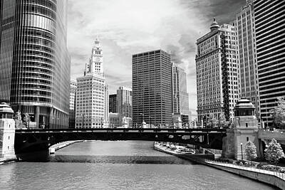 City Scenes Photos - Chicago River Buildings Skyline by Paul Velgos