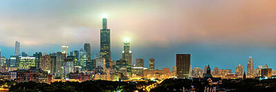 Skylines Royalty-Free and Rights-Managed Images - Chicago Skyline City Panorama by Gregory Ballos