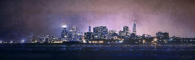 Colored Pencils - Chicago Skyline from Evanston by Scott Norris