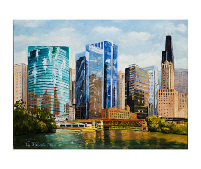 Skylines Paintings - Chicago Skyline by Ingrid Dohm