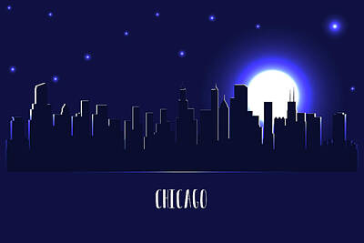 Studio Grafika Science - Chicago skyline silhouette at night by Beautiful Things