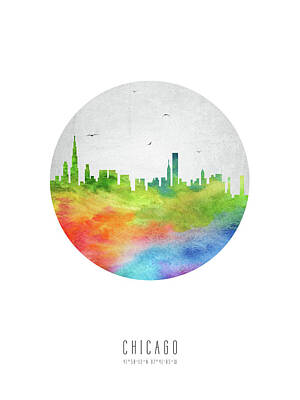 Skylines Digital Art - Chicago Skyline USILCH20 by Aged Pixel