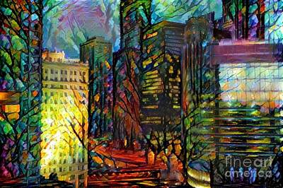 Abstract Alcohol Inks - Chicago Skyscrapers  by Douglas Sacha
