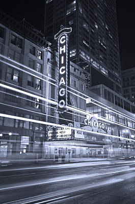 Cities Royalty-Free and Rights-Managed Images - Chicago Theater Marquee B and W by Steve Gadomski
