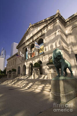 City Scenes Royalty-Free and Rights-Managed Images - Chicagos Art Institute In reflected light. by Sven Brogren