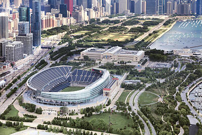 Football Photos - Chicagos Soldier Field by Adam Romanowicz