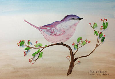 Paintings For Children Cindy Thornton - Chickadee standing on a branch looking by Martin Valeriano