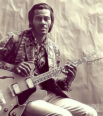 Rock And Roll Digital Art - Chuck Berry, Music Legend by Esoterica Art Agency