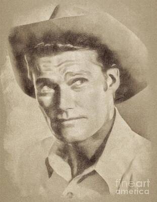 Musician Drawings - Chuck Connors, Vintage Actor by Esoterica Art Agency