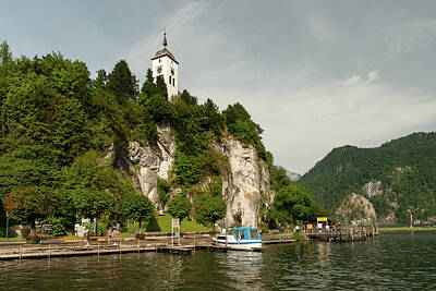 Modigliani - Church of Traunkirchen as seen from Traunsee in summer by Stefan Rotter