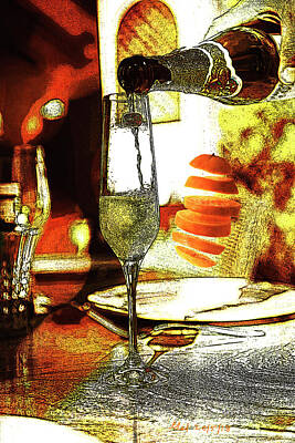 Wine Digital Art Royalty Free Images - Champagne Anyone? Royalty-Free Image by Mel Beasley