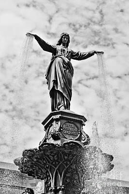 Landmarks Photos - Cincinnati Fountain Tyler Davidson Genius of Water Statue by Paul Velgos