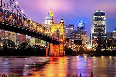 Royalty-Free and Rights-Managed Images - Cincinnati Skyline and Bridge Art - Ohio Cityscape Photography by Gregory Ballos