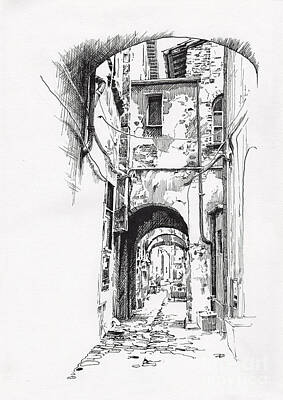 Louis Armstrong - Citta di Castello dip pen sketch by Paul Davenport