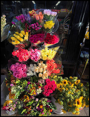 City Scenes Royalty-Free and Rights-Managed Images - City Flower Stand by Bonnie Follett