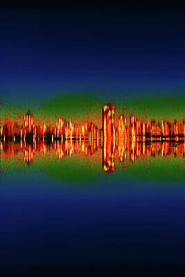 Abstract Skyline Mixed Media - City Midnight by Tony Rubino