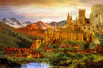 Fantasy Digital Art Royalty Free Images - City of Gold Royalty-Free Image by Karen Howarth
