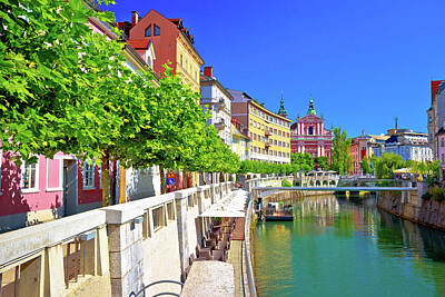 Vintage Pharmacy Royalty Free Images - City of Ljubljana historic riverfont view Royalty-Free Image by Brch Photography