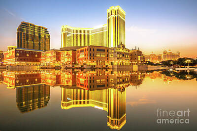 Temples - Cityscape Macao sunset by Benny Marty