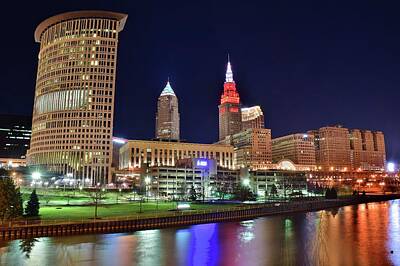 Rock And Roll Photos - CLE Over the Cuyahoga by Frozen in Time Fine Art Photography