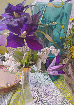 Af Vogue - Clematis with Greens by CR Leyland